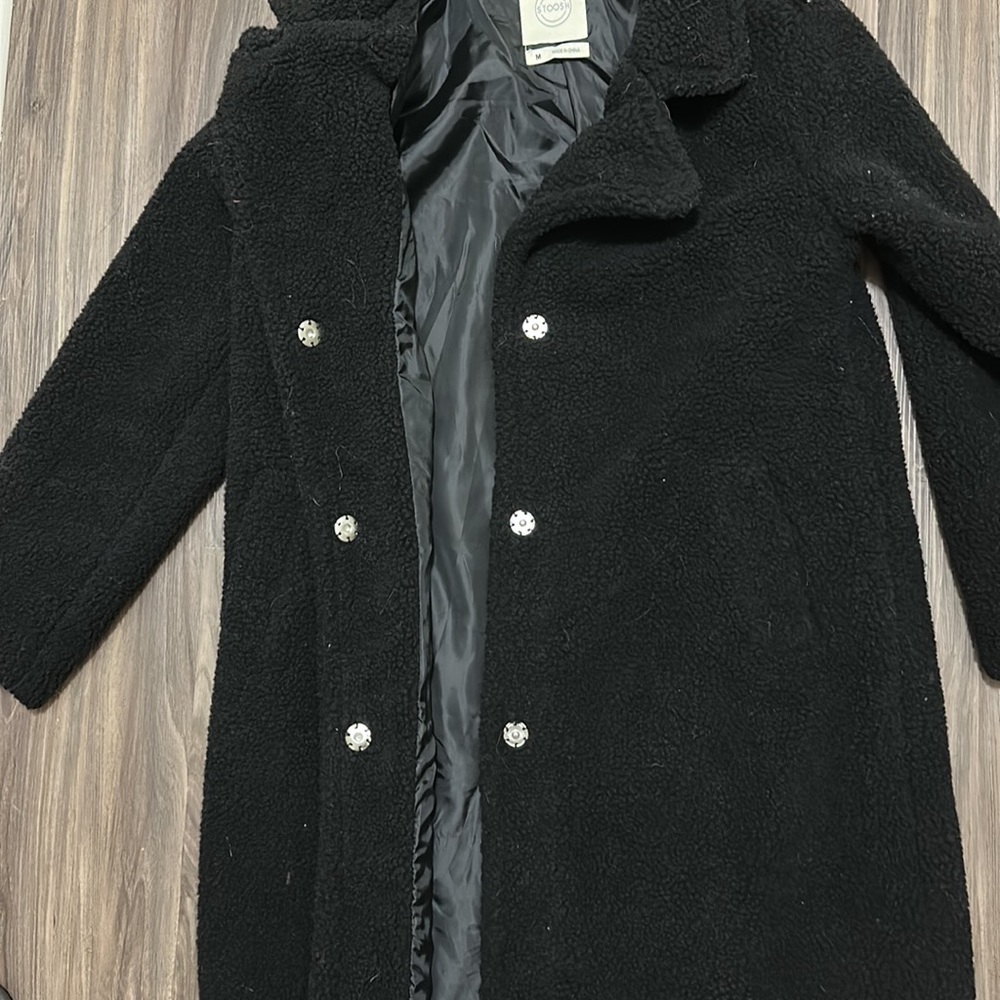 Stoosh Black Sherpa Trench Coat - Picture 3 of 7